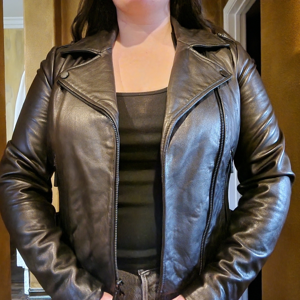 STUNNING Michael Kors Black Leather Moto Jacket